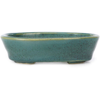 Seto 95 mm oval green bonsai pot by Seto, Japan