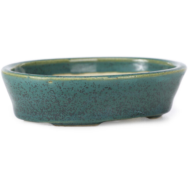 Ovale groene bonsai pot van Seto - 95 x 75 x 25 mm