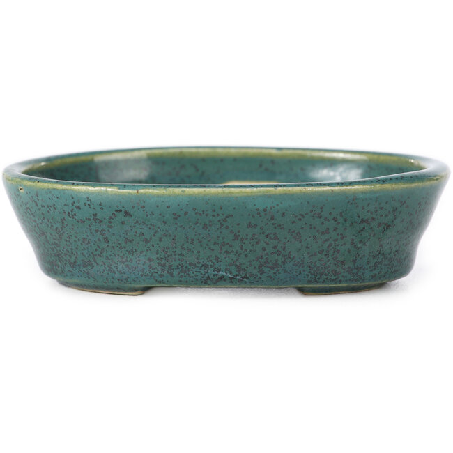 Maceta de bonsái verde ovalada de Seto - 95 x 75 x 25 mm