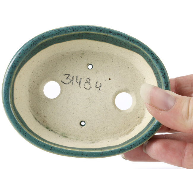 Vaso bonsai ovale verde di Seto - 95 x 75 x 25 mm