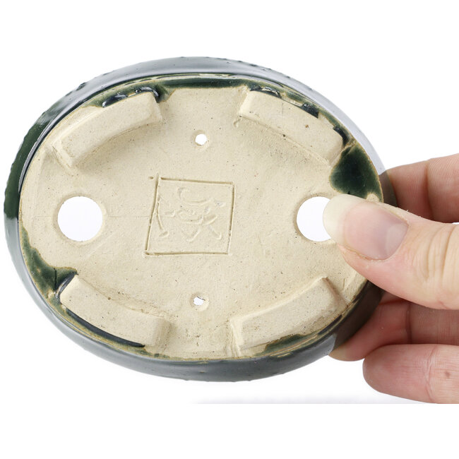 Ovale groene bonsaipot van Seto - 100 x 80 x 25 mm