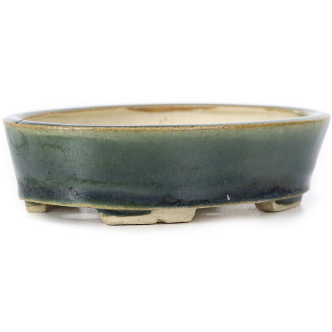 Maceta de bonsái verde ovalada de Seto - 100 x 80 x 25 mm