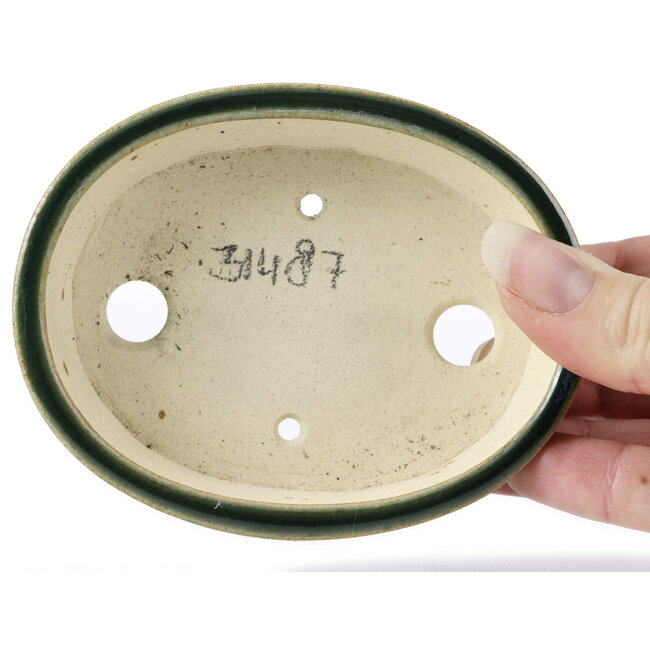 Vaso bonsai ovale verde di Seto - 100 x 80 x 25 mm