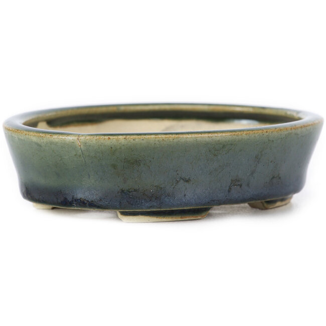 Vaso bonsai ovale verde di Seto - 100 x 80 x 25 mm