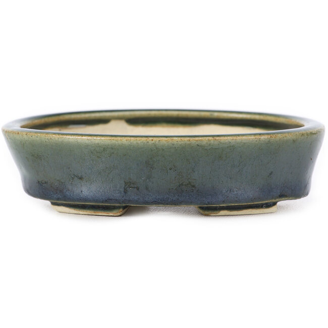 Oval green bonsai pot by Seto - 100 x 80 x 25 mm