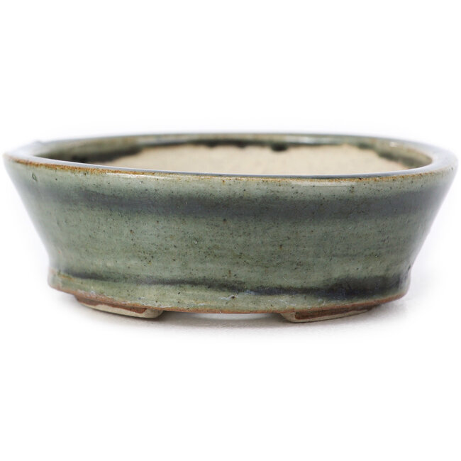 Vaso bonsai ovale verde di Seto - 100 x 80 x 25 mm