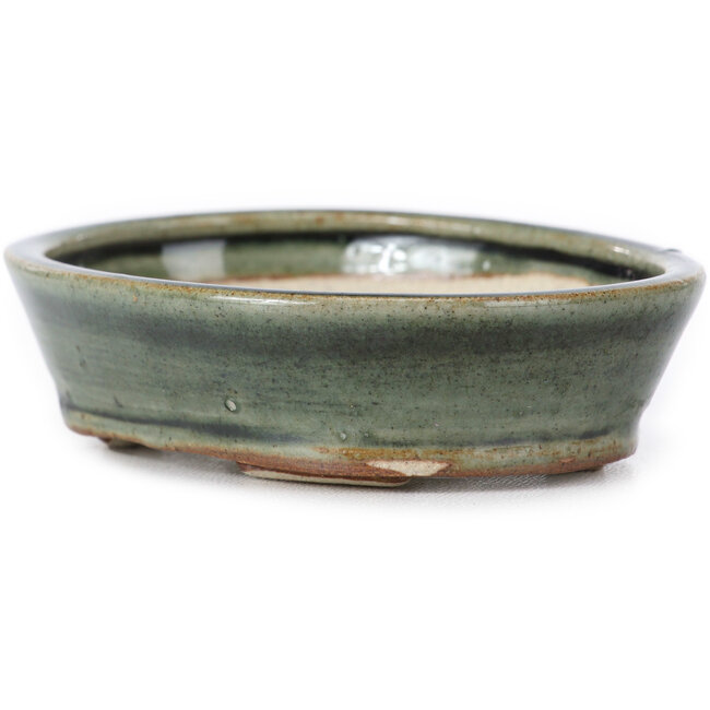 Vaso bonsai ovale verde di Seto - 100 x 80 x 25 mm