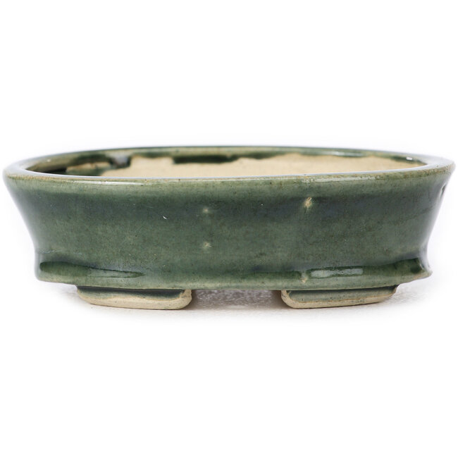 Vaso bonsai ovale verde di Seto - 100 x 80 x 25 mm