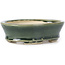 Oval green bonsai pot by Seto - 100 x 80 x 25 mm