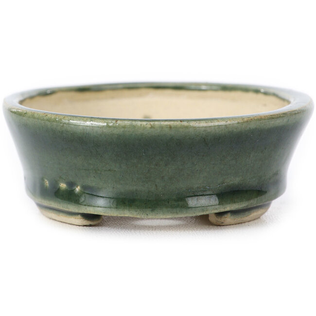 Maceta de bonsái verde ovalada de Seto - 100 x 80 x 25 mm