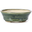 Oval green bonsai pot by Seto - 100 x 80 x 25 mm