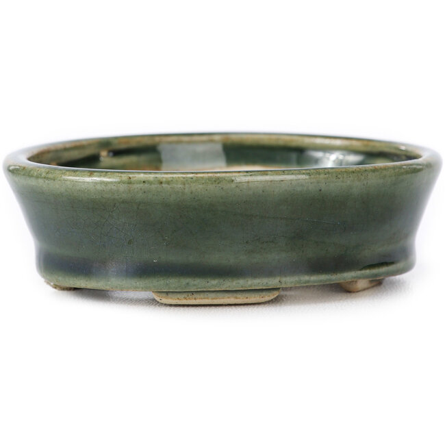 Vaso bonsai ovale verde di Seto - 90 x 70 x 25 mm