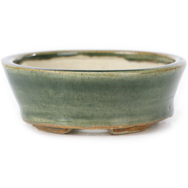 Maceta de bonsái verde ovalada de Seto - 95 x 75 x 25 mm