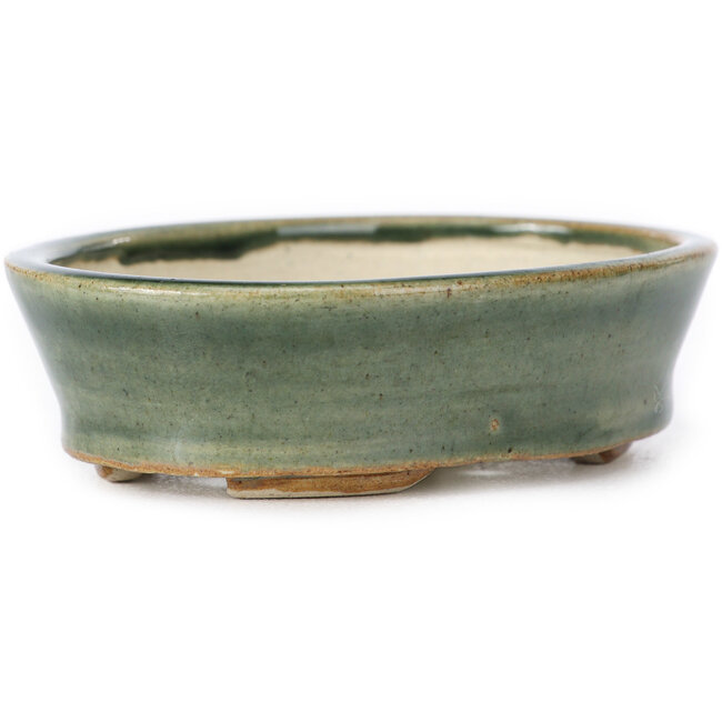 Vaso bonsai ovale verde di Seto - 95 x 75 x 25 mm