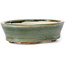 Oval green bonsai pot by Seto - 95 x 75 x 25 mm