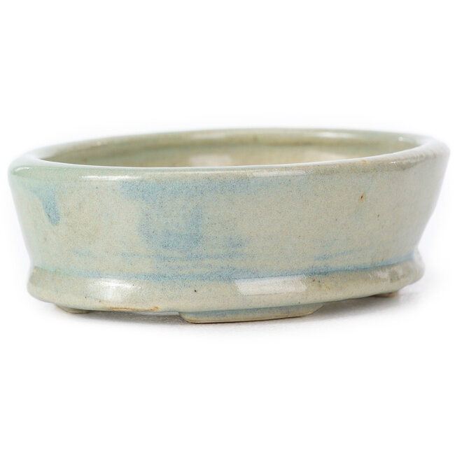 Pot à bonsaï ovale bleu par Seto - 90 x 70 x 25 mm