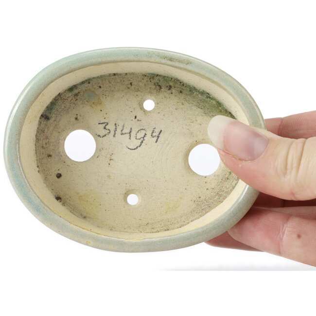 Pot à bonsaï ovale bleu par Seto - 90 x 70 x 25 mm