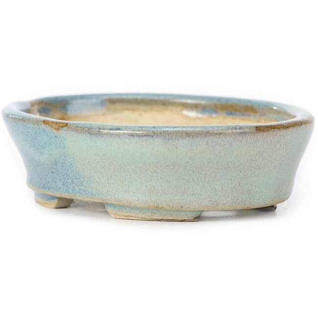 Ovale blaue Bonsaischale von Seto - 100 x 80 x 25 mm