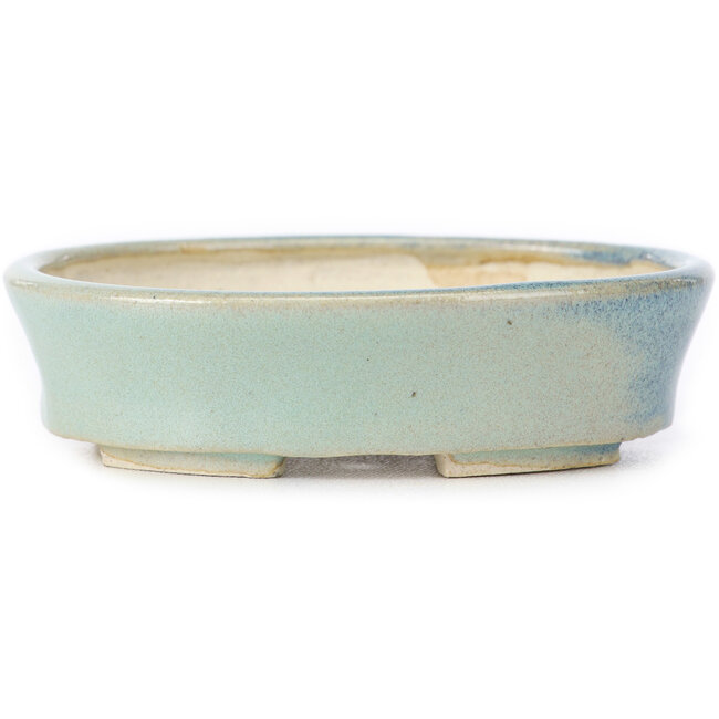 Oval blue bonsai pot by Seto - 95 x 80 x 25 mm