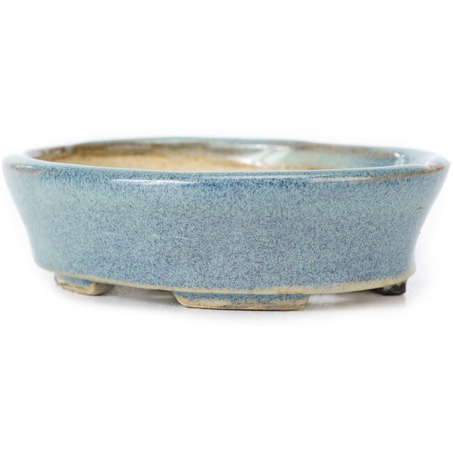 Maceta de bonsái azul ovalada de Seto - 100 x 80 x 25 mm