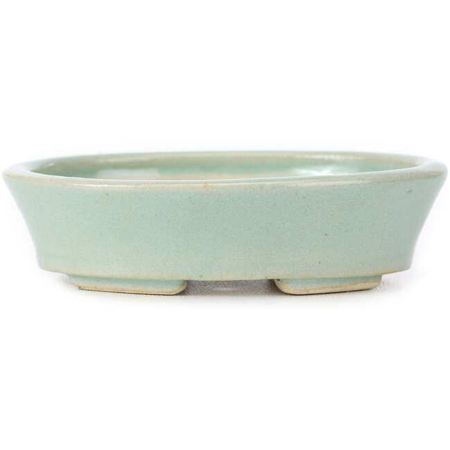 Oval blue bonsai pot by Seto - 100 x 80 x 25 mm