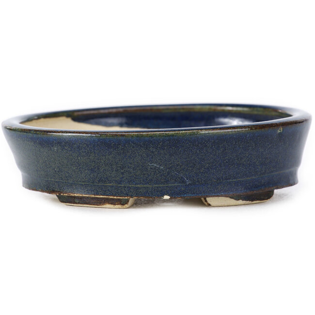 Pot à bonsaï ovale bleu par Seto - 105 x 95 x 25 mm
