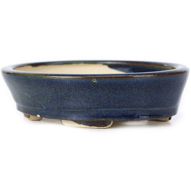 Ovale blaue Bonsaischale von Seto - 105 x 95 x 25 mm