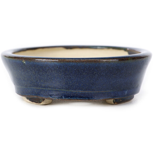 Maceta de bonsái azul ovalada de Seto - 105 x 95 x 25 mm