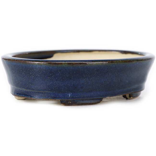 Maceta de bonsái azul ovalada de Seto - 105 x 95 x 25 mm