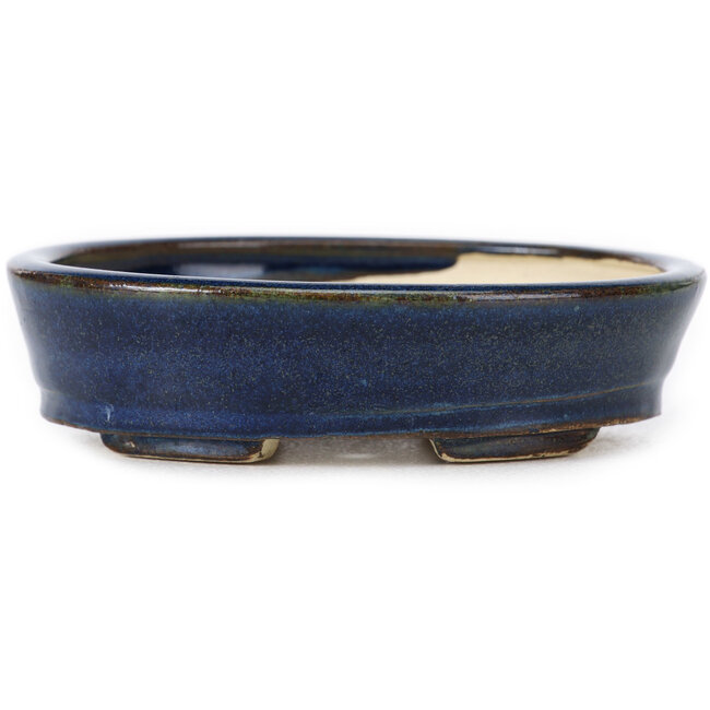 Maceta de bonsái azul ovalada de Seto - 105 x 95 x 25 mm