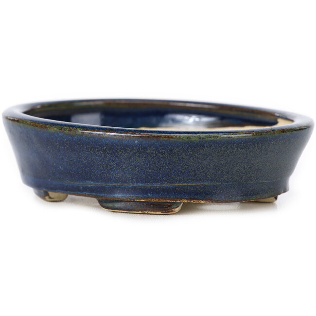 Ovale blaue Bonsaischale von Seto - 105 x 95 x 25 mm
