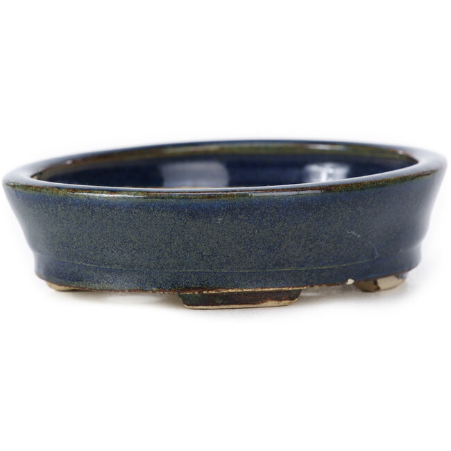 Vaso bonsai ovale blu di Seto - 105 x 95 x 25 mm