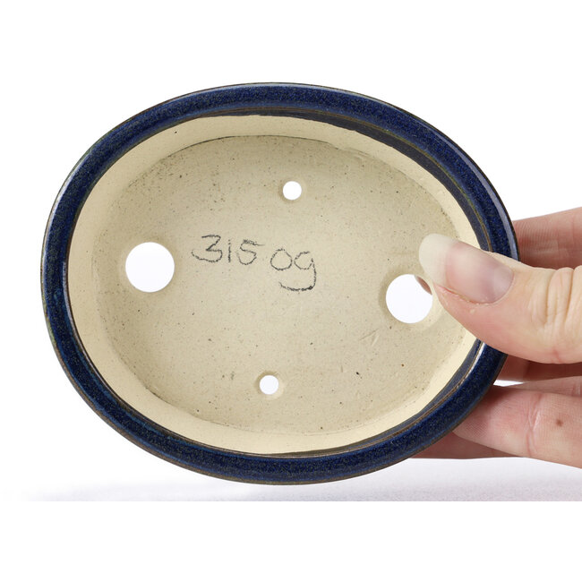Vaso bonsai ovale blu di Seto - 105 x 95 x 25 mm