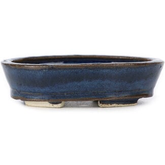 Seto 105 mm oval blue bonsai pot by Seto, Japan