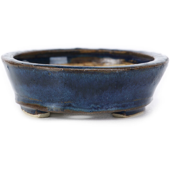 Maceta de bonsái azul ovalada de Seto - 105 x 95 x 25 mm