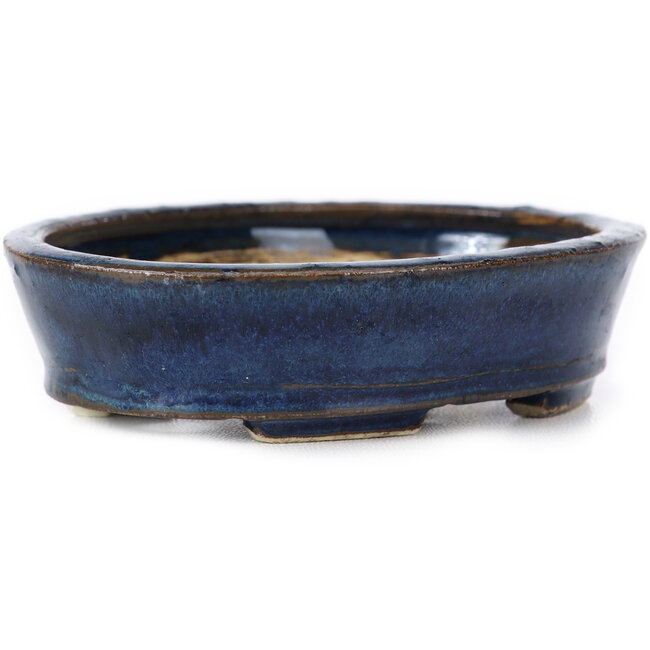 Vaso bonsai ovale blu di Seto - 105 x 95 x 25 mm