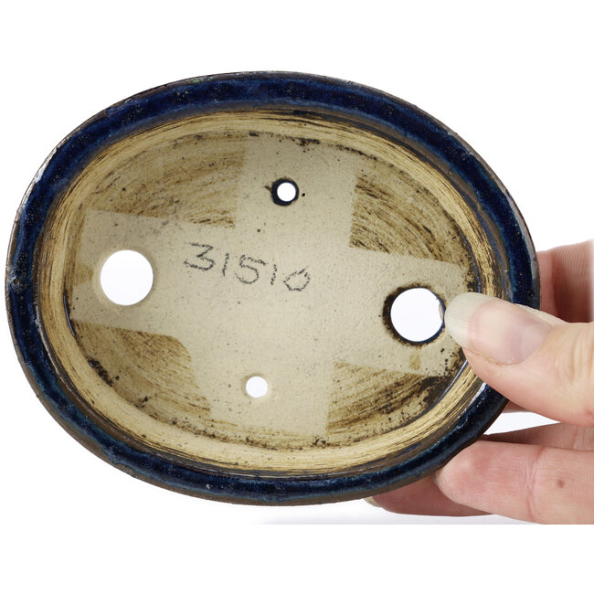 Maceta de bonsái azul ovalada de Seto - 105 x 95 x 25 mm