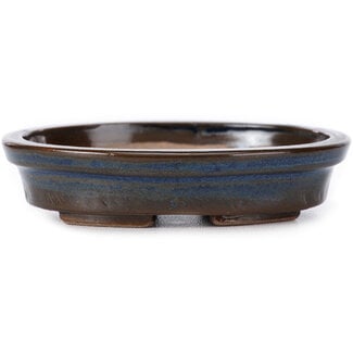 Seto 105 mm oval blue bonsai pot by Seto, Japan