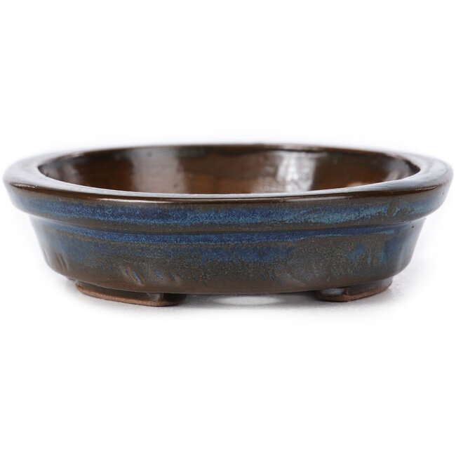 Vaso bonsai ovale blu di Seto - 105 x 95 x 25 mm