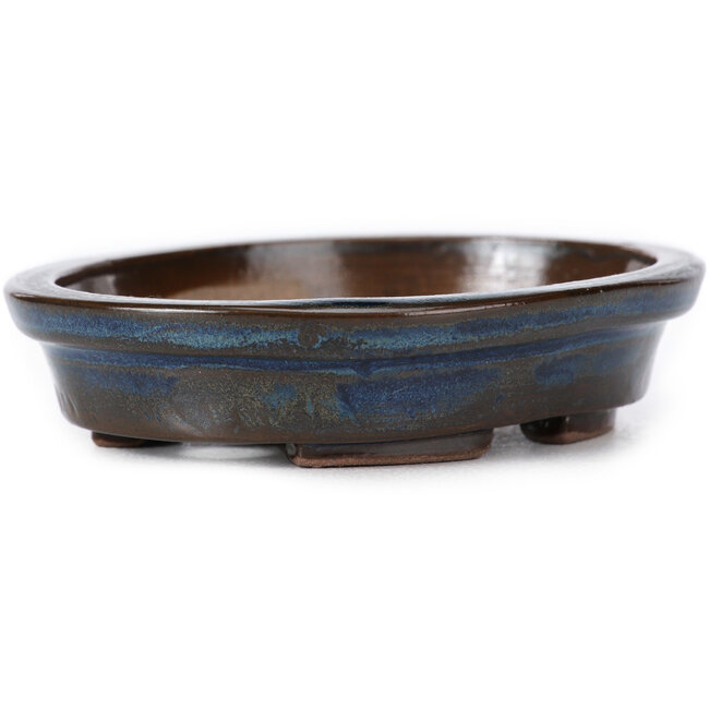 Maceta de bonsái azul ovalada de Seto - 105 x 95 x 25 mm