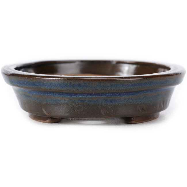Ovale blauwe bonsaipot van Seto - 105 x 95 x 25 mm