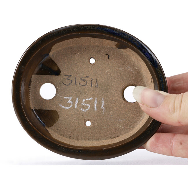 Vaso bonsai ovale blu di Seto - 105 x 95 x 25 mm