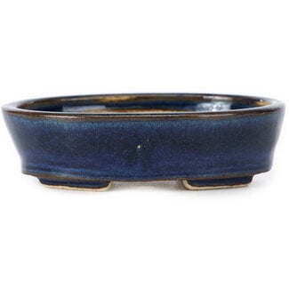 Seto 100 mm oval blue bonsai pot by Seto, Japan