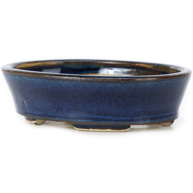 Pot à bonsaï ovale bleu par Seto - 100 x 75 x 25 mm