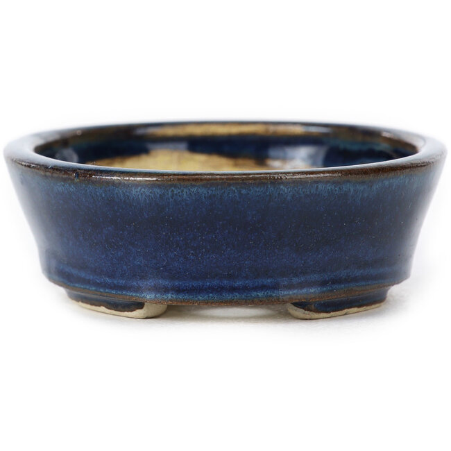 Vaso bonsai ovale blu di Seto - 100 x 75 x 25 mm
