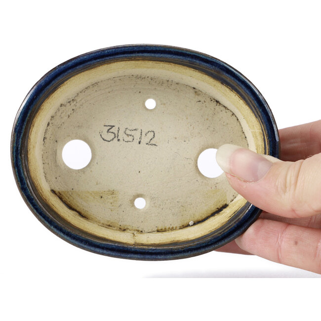 Pot à bonsaï ovale bleu par Seto - 100 x 75 x 25 mm