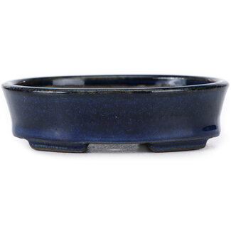Seto 100 mm ovale blaue Bonsaischale von Seto, Japan