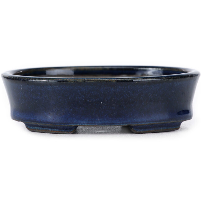 Pot à bonsaï ovale bleu par Seto - 100 x 75 x 25 mm