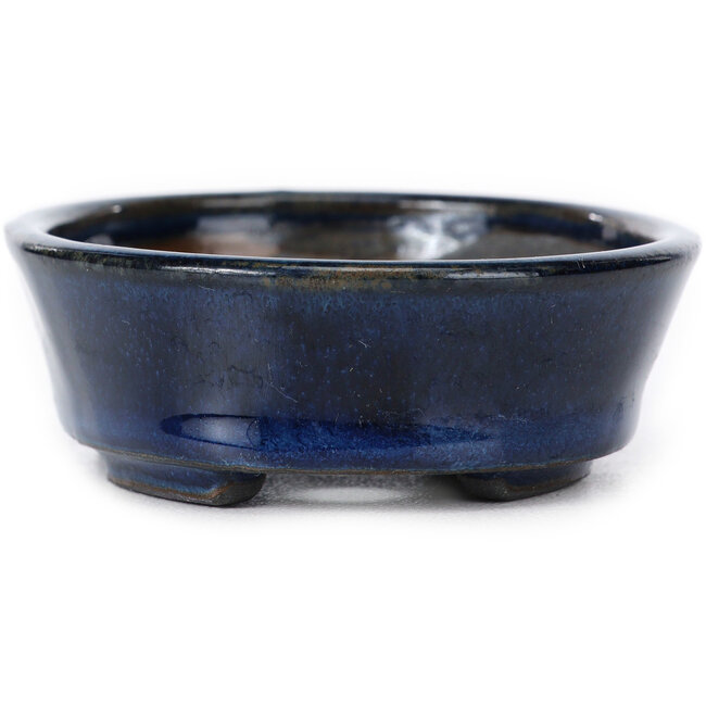 Ovale blauwe bonsaipot van Seto - 100 x 75 x 25 mm