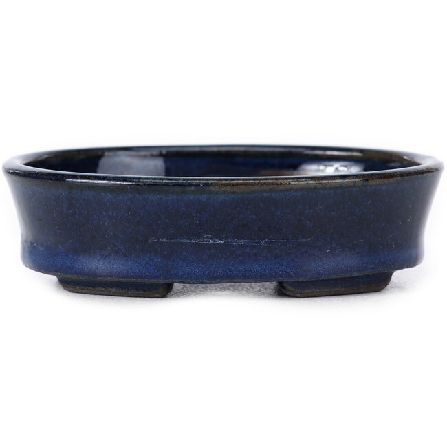 Ovale blauwe bonsaipot van Seto - 100 x 75 x 25 mm
